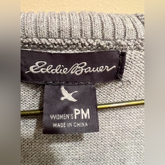 Eddie Bauer double zip light gray cardigan PM - Picture 3 of 10